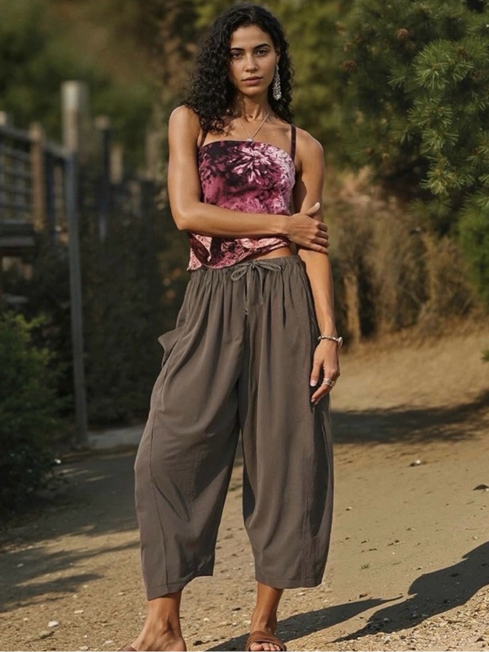 Tarse Relaxed Wide-Leg Pants in Coffee